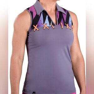 SwingDish womens golf polo tank purple